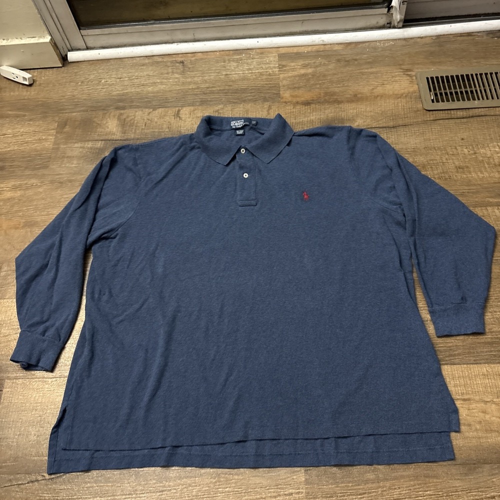 Polo Ralph Lauren Men 3XB Blue Classic Fit Long Sleeve Pony Polo Shirt